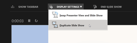 In Display Settings, "Duplicate Slide Show" is highlighted.